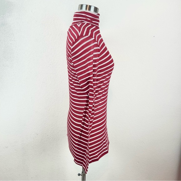 Express Red Striped Embroidered Rhinestone Turtleneck Long sleeve Top - Picture 6 of 12